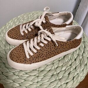 Madewell Sidewalk Spotted Animal Print Calf Hair Tan Low-Top Sneakers Size 6.5